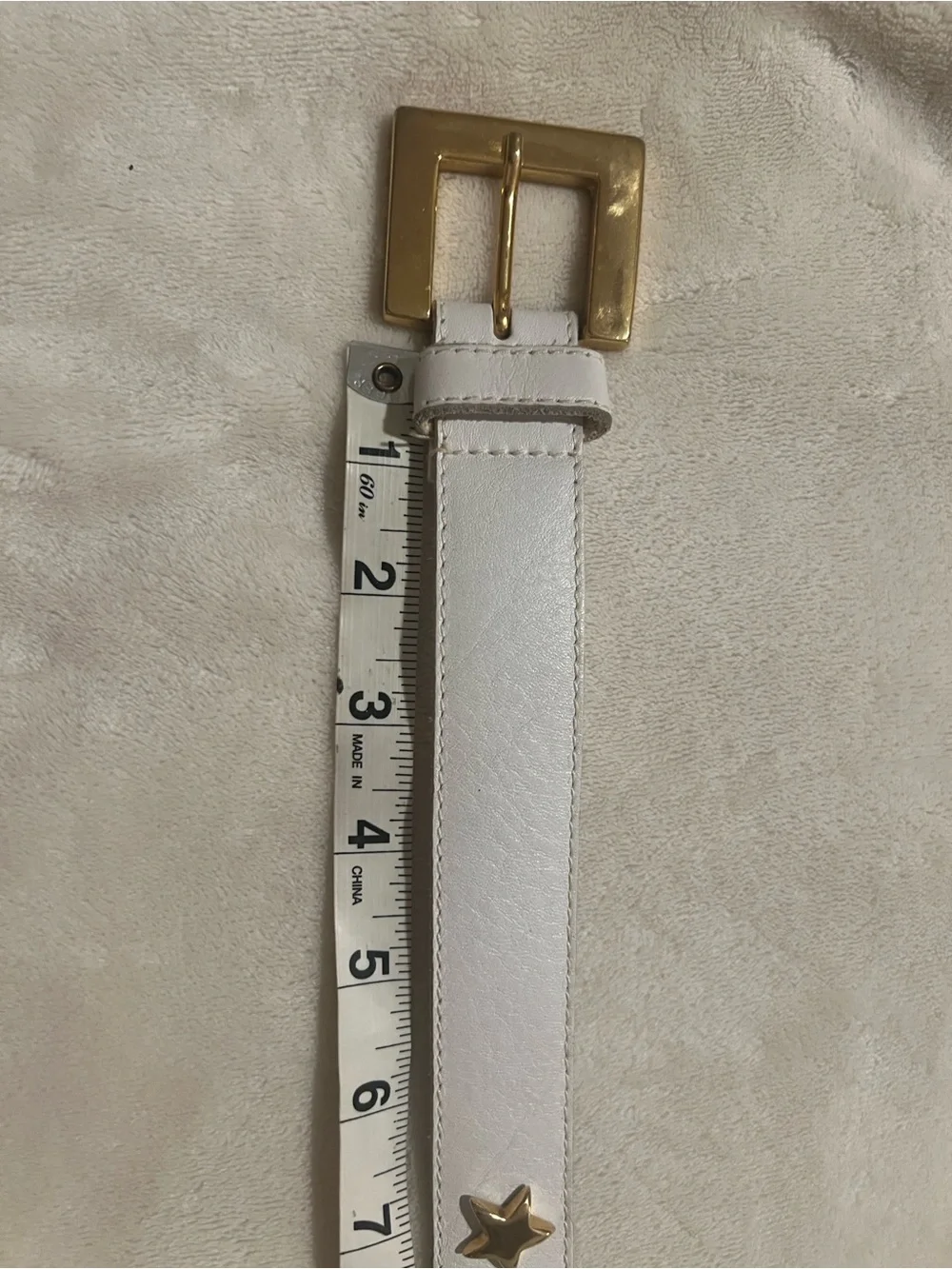 🩷Vintage Furla Stars White Leather Belt Gold Hardware / Gold Star Accent💚